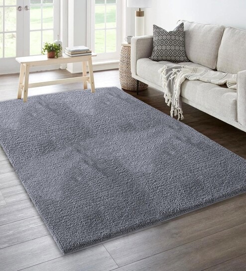 Grey Solid Microfiber 4 X 6 Feet Tufted Carpet