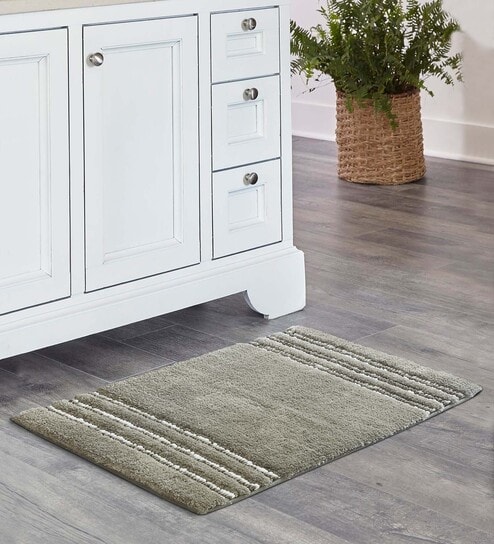 Grey Solid Polyester 32x20 Inches Max Absorbant Bath Mat