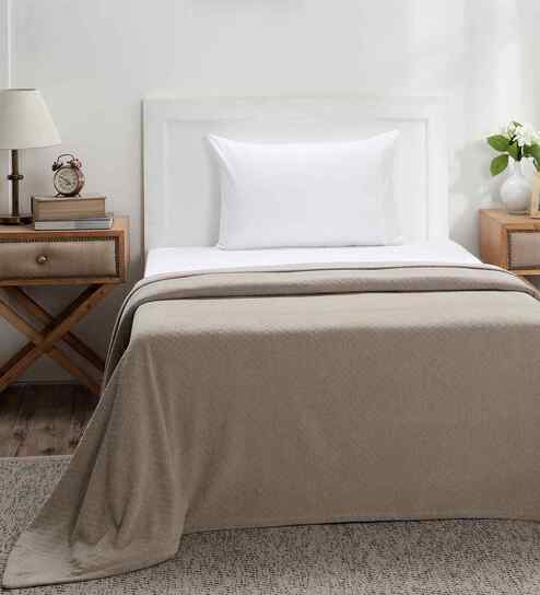 Grey Solid TC 256 Cotton Single Bed Bedcover