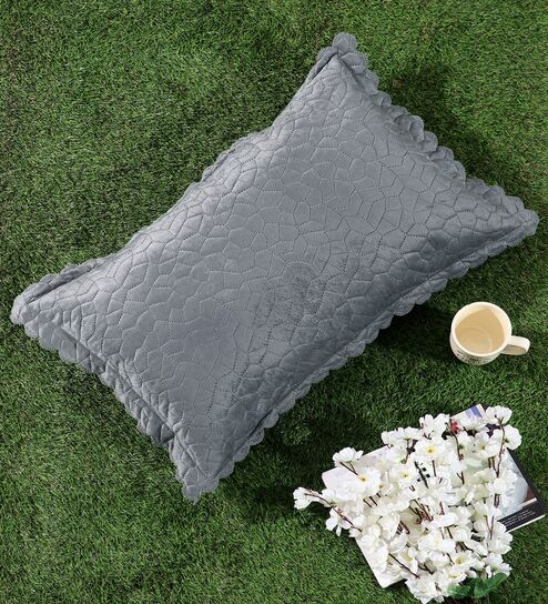 Grey Solid Velvet 27x18 Inches Pillow Cover (1Pc)