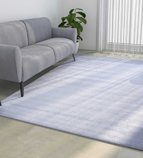 Grey Solid Viscose 6 ft x 9 ft Hand Tufted Carpet