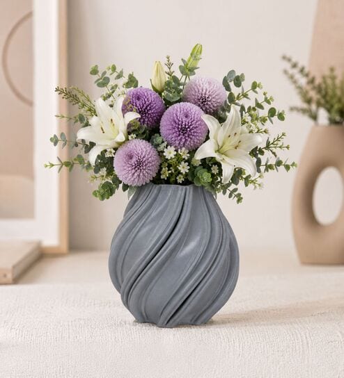 Grey Spiral Essence 3D Vase