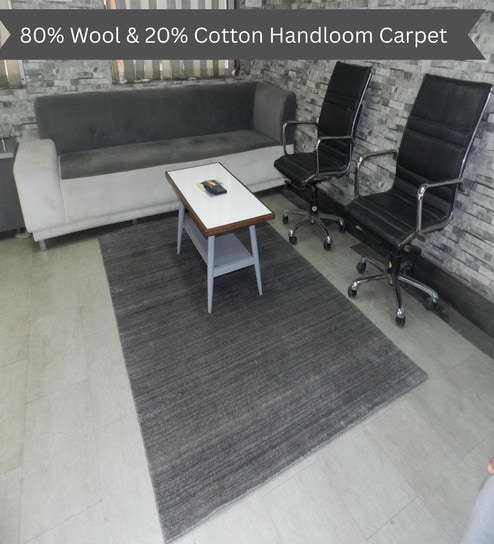 the woven legacy Grey Stripes Wool 8X5 Feet Handloom Carpet-picture-16