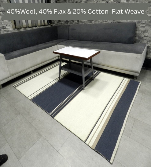 Grey Traditional Wool And Flax And Cotton 7X5 Feet Hand Woven Carpet-image-44