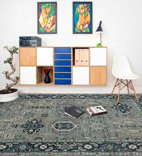 Grey Traditional Wool 2x3 Feet Handmade  Dhurrie