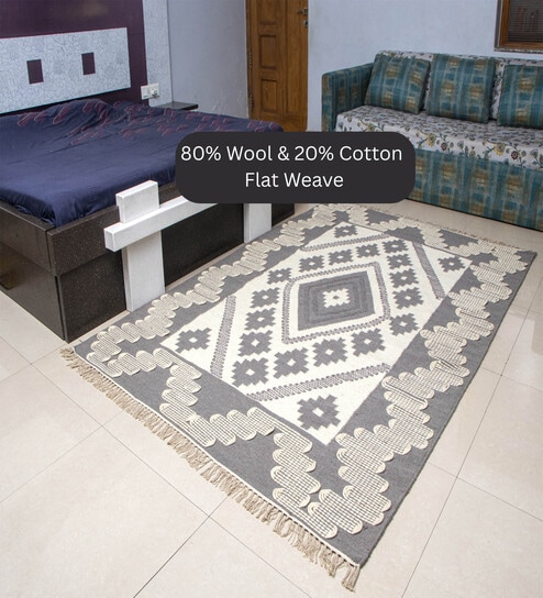 the woven legacy Grey Traditional Wool 8X5 Feet Hand Woven Carpet-picture-22