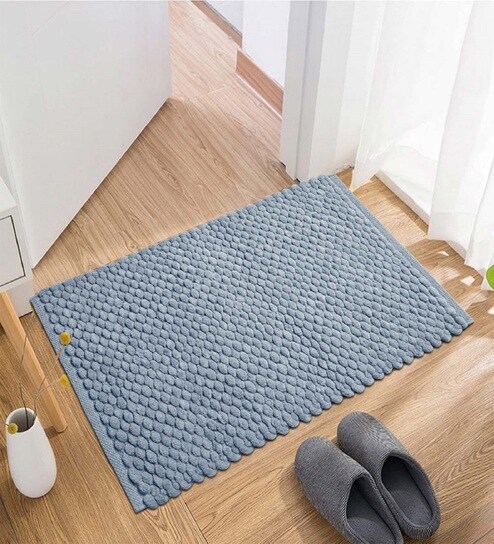 Grey Velvet 20X30 Inches Anti-Skid Bath Mat