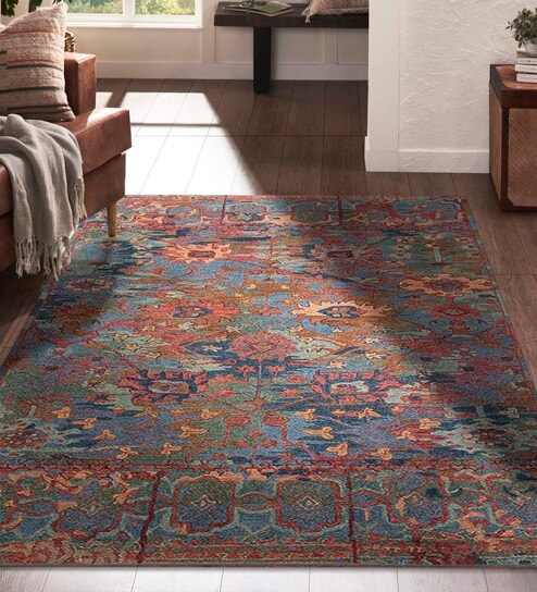 Grey Wool Floral 8 x 10 Feet Hand Tufted Carpet