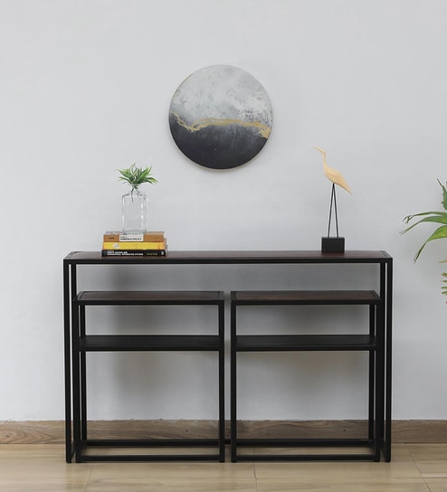 Griffin Solid Wood Console Table in Scratch Resistant Black Finish
