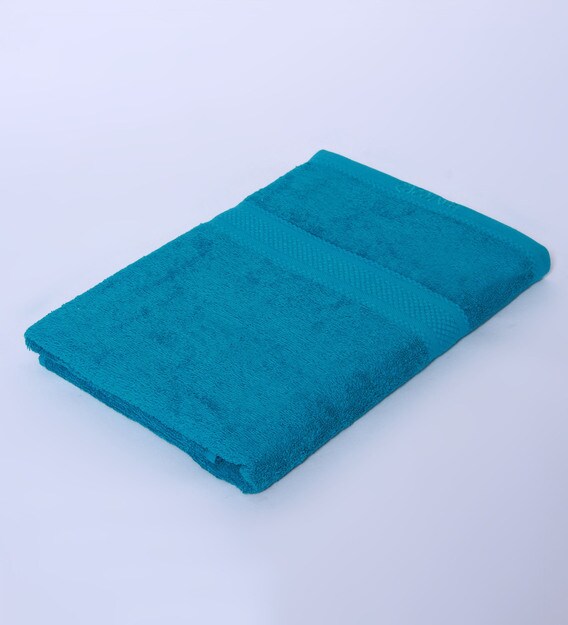 Buy Blue Cotton 370 GSM Bath Towel By Raymond Home Online Solid Colour Bath Towels Bath