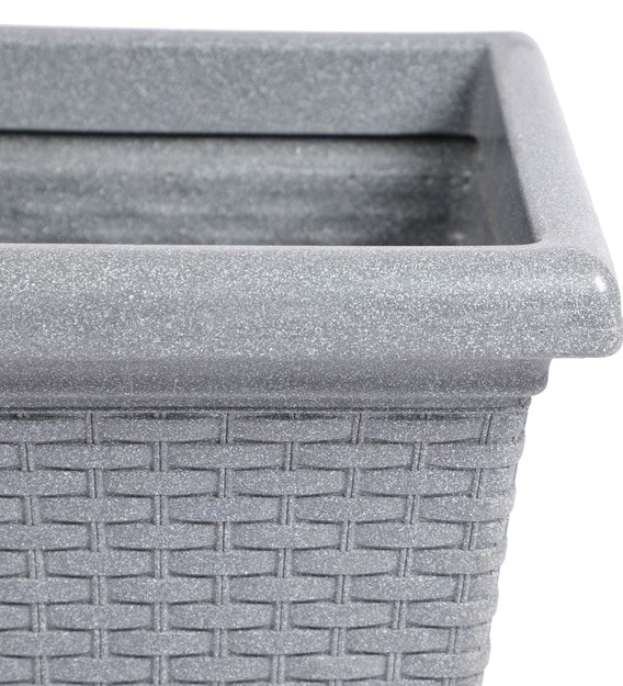 Grey Plastic Garden Essential 13 Inch Square Marble Finish Indoor Planter Pot