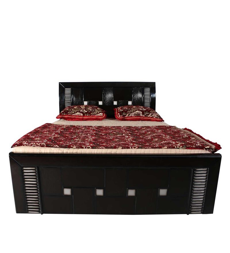 Buy Grand King Size Bed with Storage in Dark Brown Colour by Fine Group