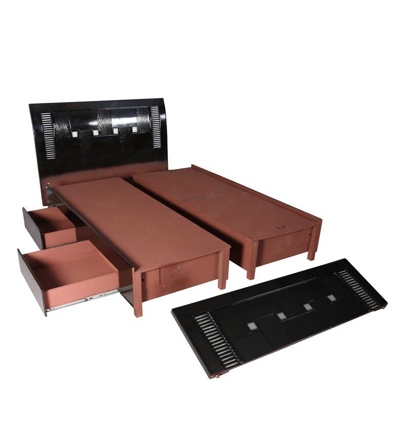 Buy Grand King Size Bed with Storage in Dark Brown Colour by Fine Group
