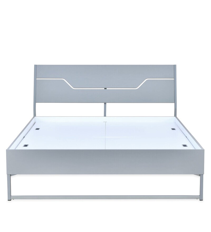 Buy Grande Metal Queen Size Bed in Grey Colour by Doctor Dreams