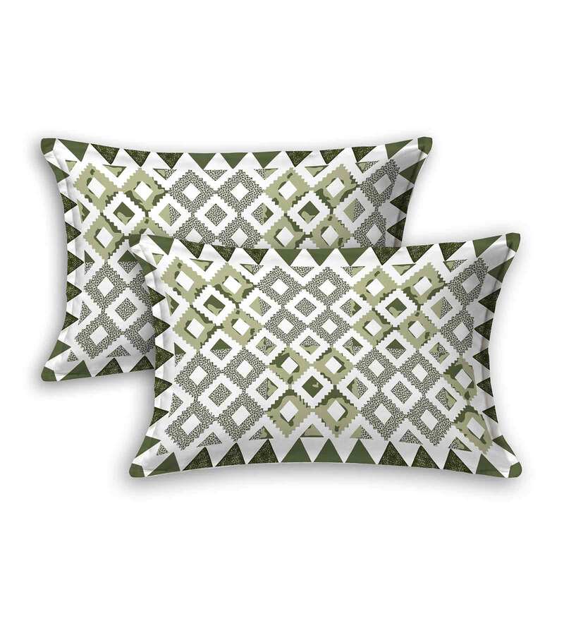 Buy Green Abstract 108 TC King Size Cotton Bedsheet By Poorak Online