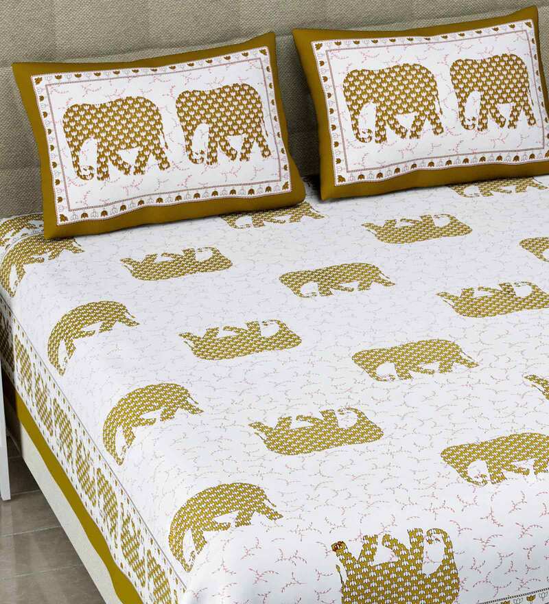 Buy Green Abstract 108 TC King Size Cotton Bedsheet By Poorak Online