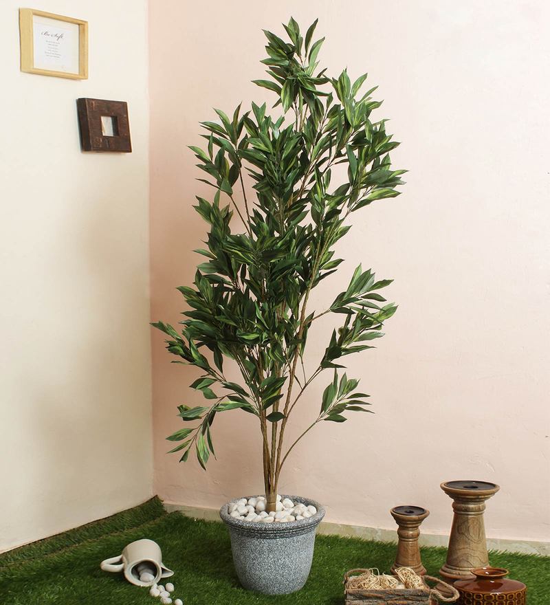 Buy Green Artificial Draceana Floor Plant Without Pot By Fourwalls