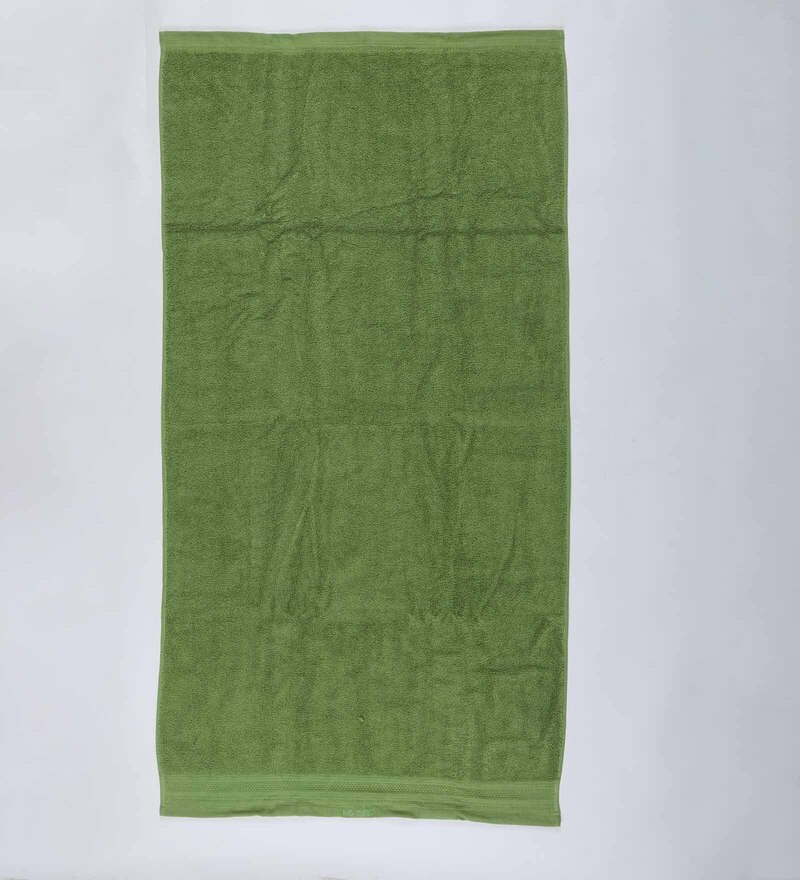 Buy Green Solid 500 GSM Cotton Bath Towel by Raymond Home Online