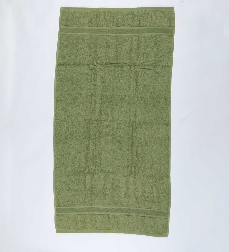 Buy Green Solid 500 GSM Cotton Bath Towel by Raymond Home Online
