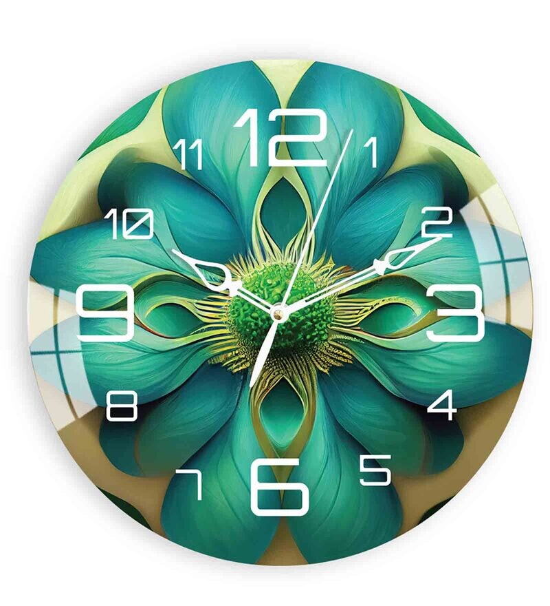 Buy Green Leafy Flower Acrylic Wall Clock by The Next Decor Online