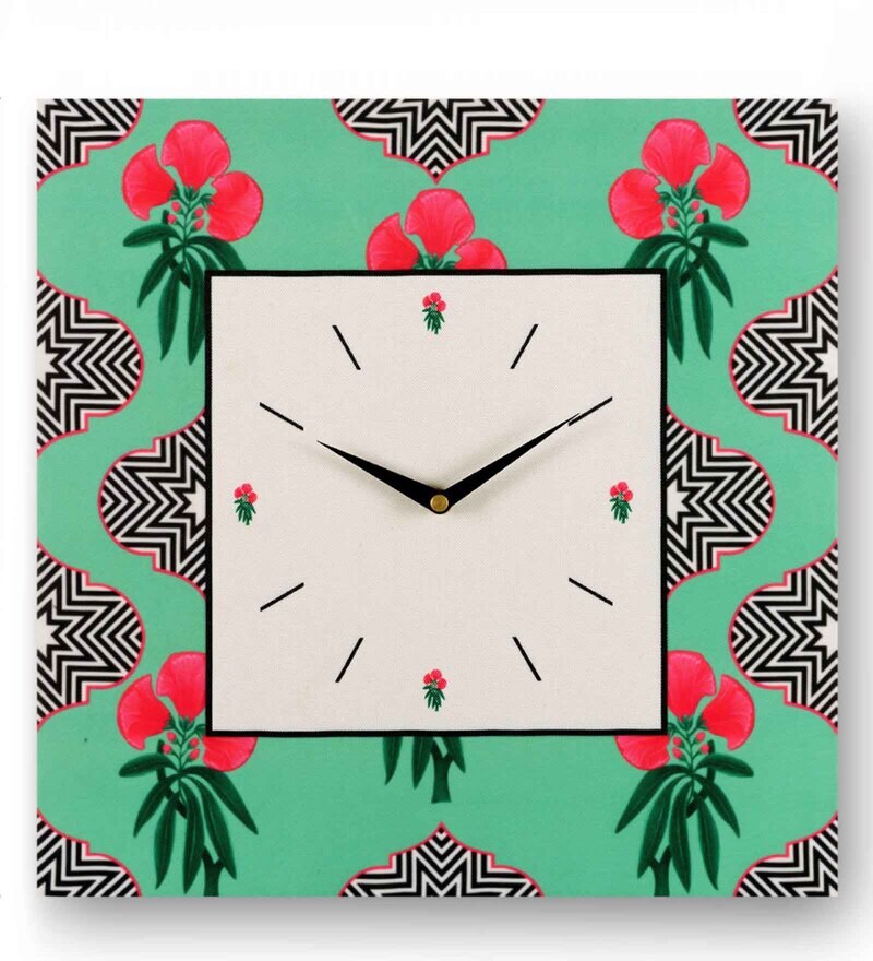 Buy Green MDF Framed Analog Wall Clock by SEJ by Nisha Gupta Online