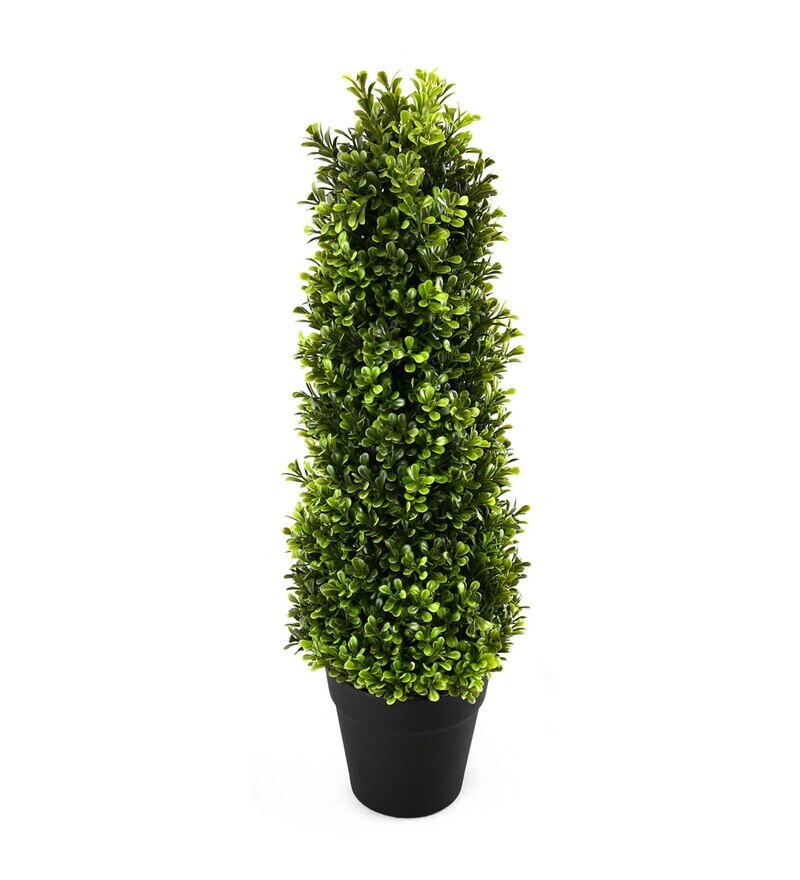 Buy Green Plastic and Iron Boxwood Hilly Artificial Plant With Pot by ...