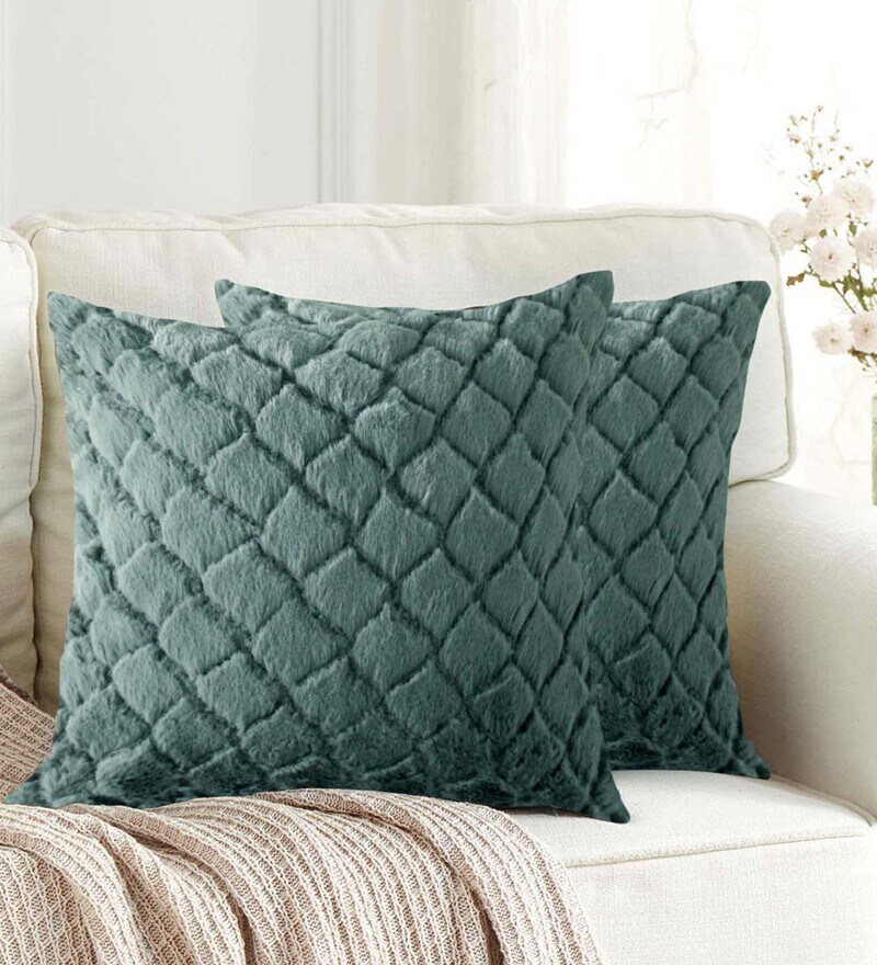 Buy Green Polyester 16x16 inches Cushion Covers (Set of 2) by Luxe Home