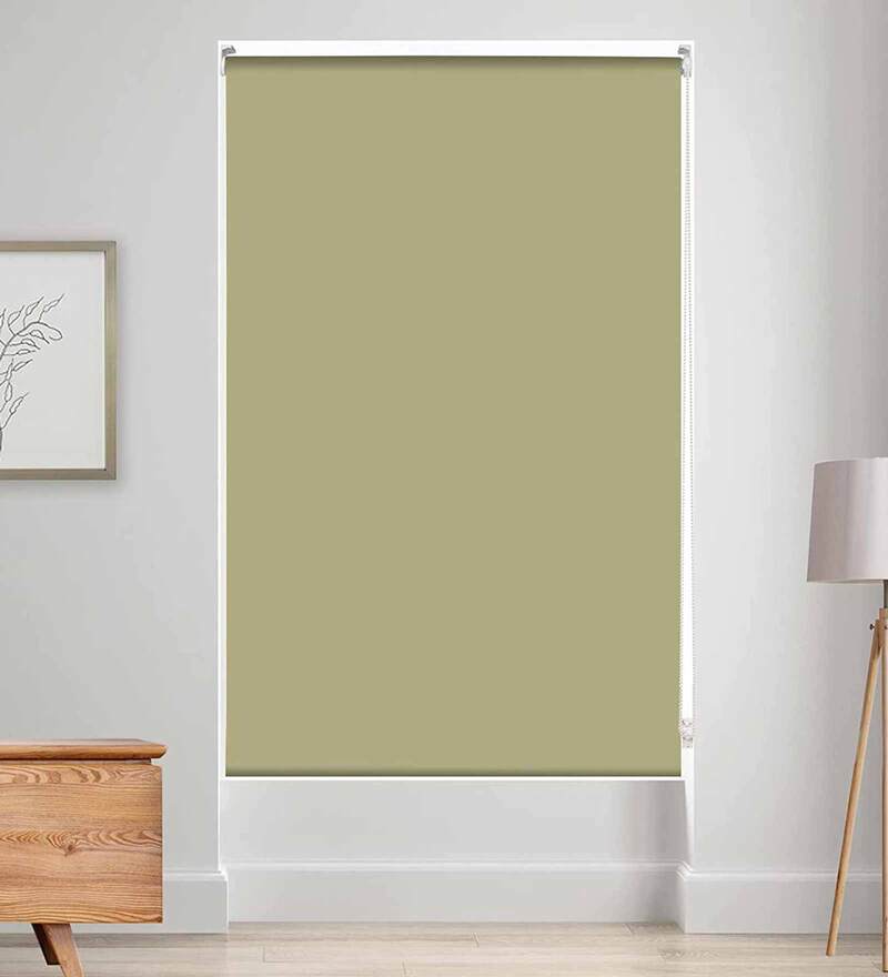 Buy Green Polyester Solid 84 X 54 Inches Blackout Roller Blind by Deco