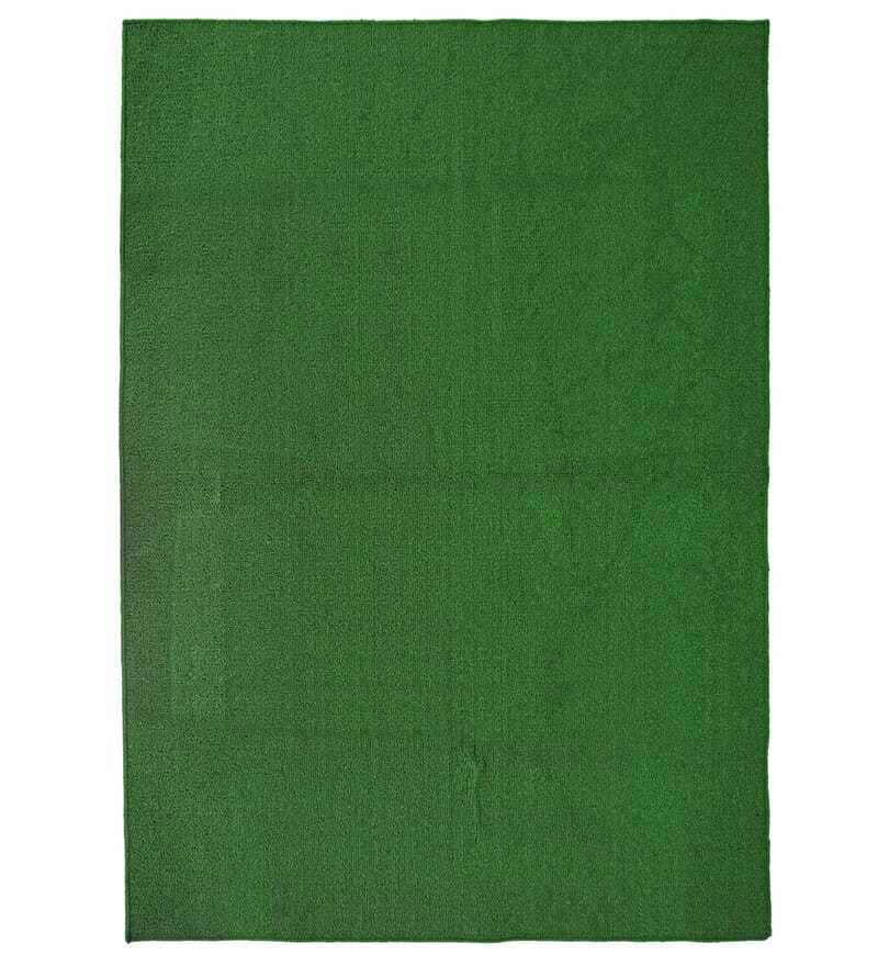 Buy Green Polypropylene Solid 4 x 6 Feet Hand Woven Carpet by Saral