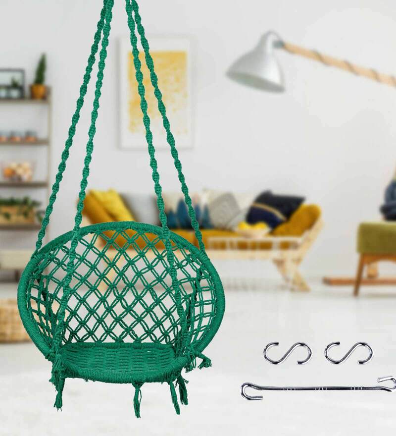 Buy Green Round Swing Swing Chair in Green color by Swingzy Online Swings Swings Furniture