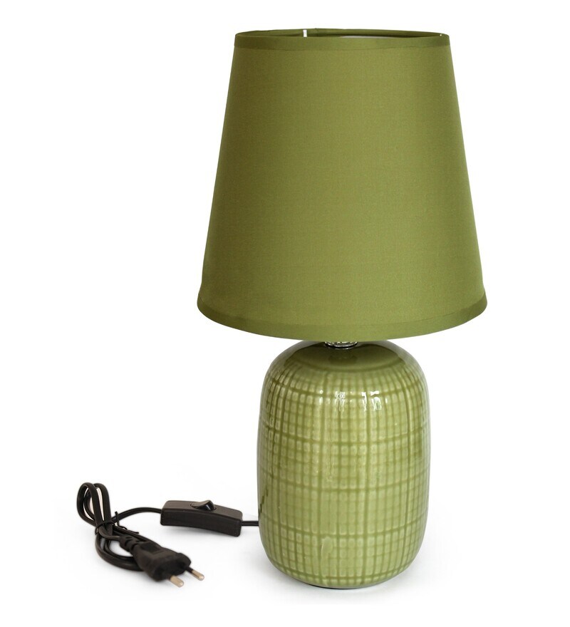 Buy Green Shade Table Lamp With Ceramic Base By Tied Ribbons Online
