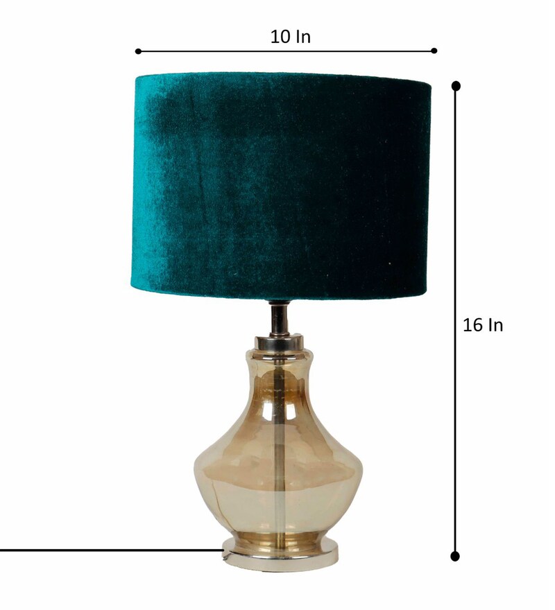 Buy Green Velvet Shade Table Lamp With Transparent Base By Grated Ginger Online Glass Night