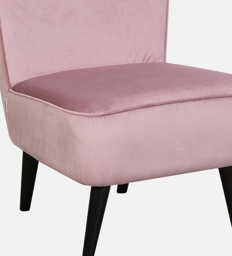Buy Merida Velvet Slipper Chair In Pink Colour By Woodsworth Online Slipper Chairs Slipper