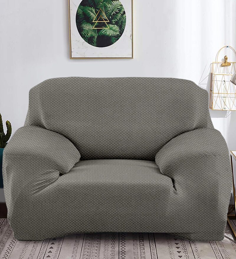 Buy Grey Abstract Polyester 1 Seater Sofa Cover by Cortina Online Sofa Covers Cushions and