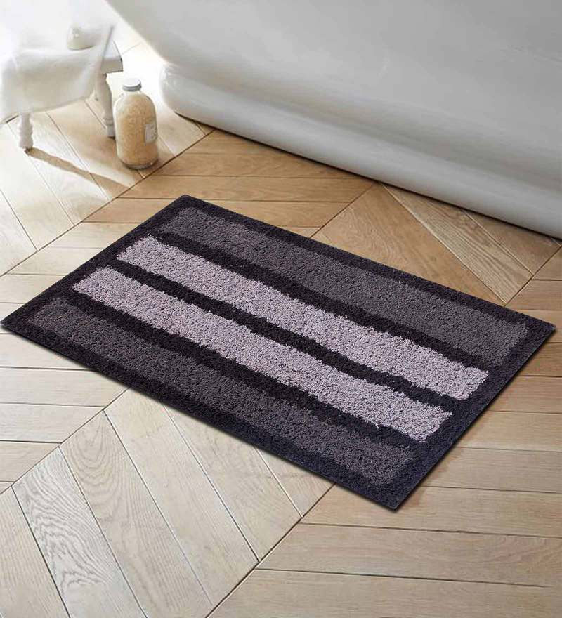 Buy Grey Cotton Abstract Pattern 30x20 Inch AntiSkid Door Mat Online