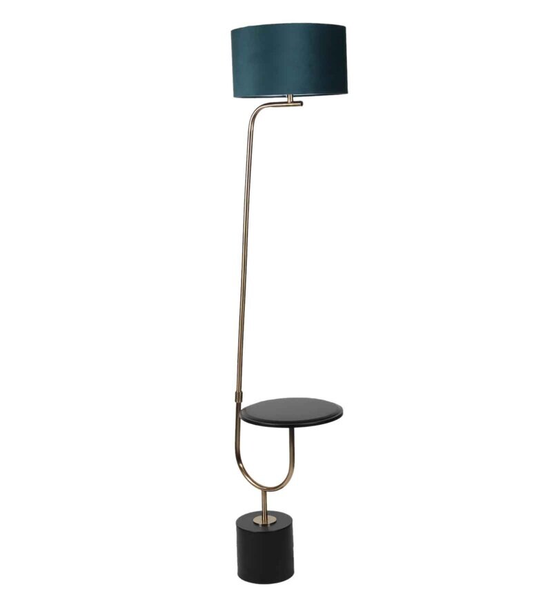 Buy Grey Fabric Shade Floor Lamp With Black & Gold Base By Sapphire