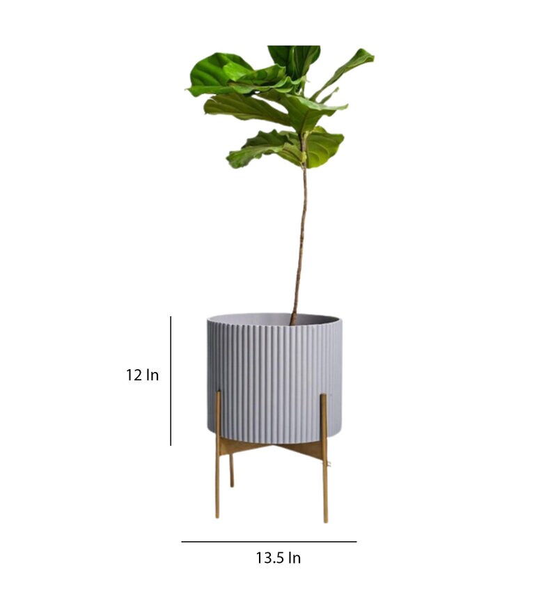 Buy Grey Large Midori Planter With Stand By Ripples Home Online Big Planters Pots & Planters