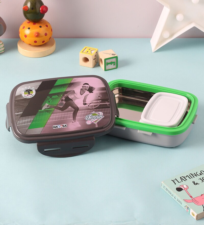 Buy Grey Nutri Kids Stainless Steel Lunch Box by Nayasa Online Jars