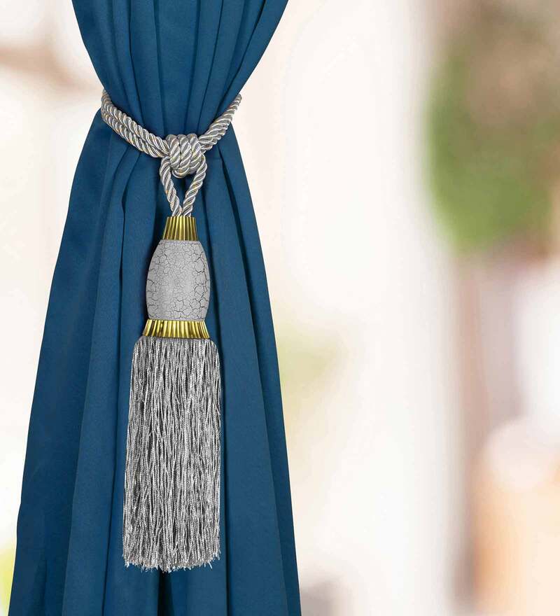 Buy Grey Polyester (Set of 2) Curtain Tie Backs by StoryHome Online Tie Backs Curtain