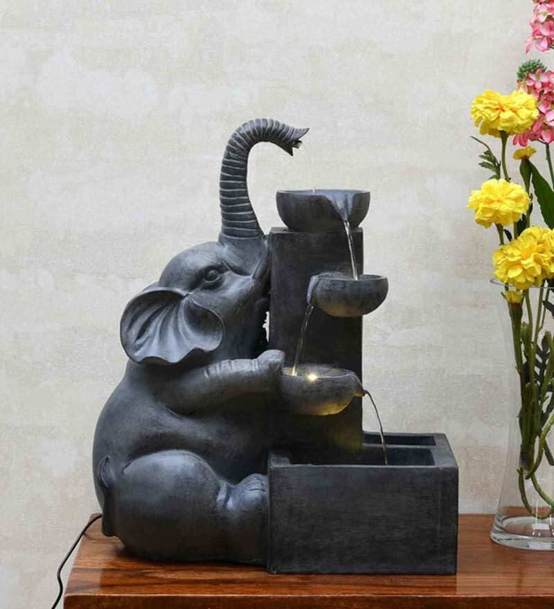 Buy Grey Polyresin Elephant Water Fountain by home Online Indoor Fountains Indoor Fountains