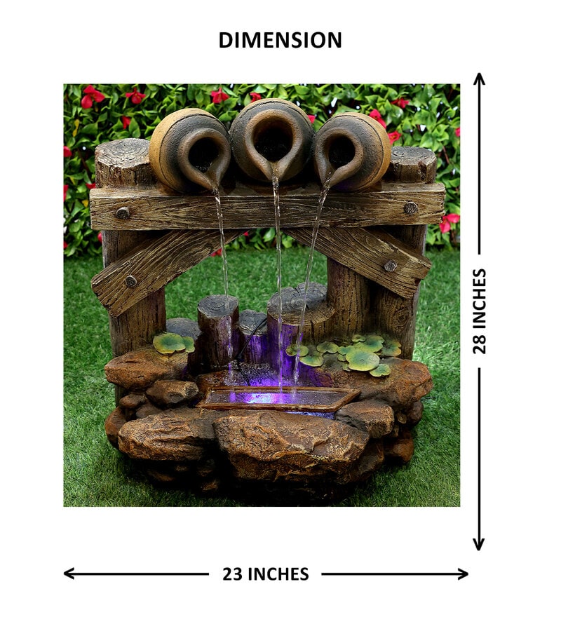 Buy 3 Pots Grey Sand Stone Indoor Water Fountain by Urbancart Online