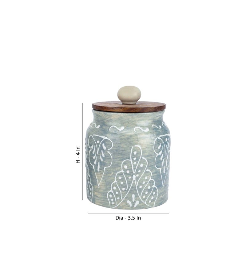 Buy Grey Shaded 500ml (Set of 2) Ceramic Storage Jar by Vareesha Online
