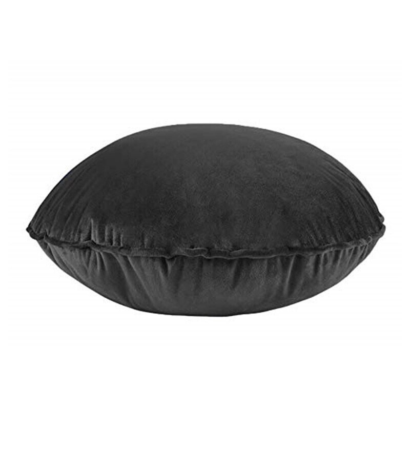 Buy Dark Grey Velvet Solid 20 X 20 Inches (Set Of 2) Cushion Cover by