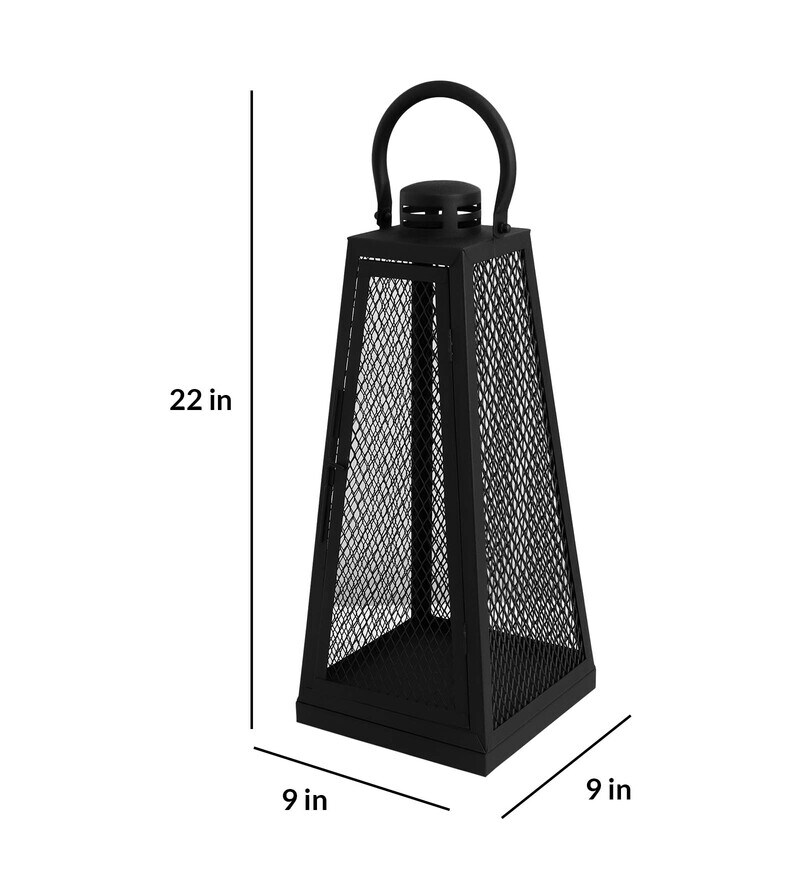 Buy Grille Black Metal Table Lantern by Opaxa Online Table Lanterns