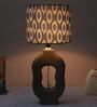Grace Mangowood Table Lamp With Ikkat Print Satin Shade