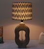Grace Mangowood Table Lamp With Chevron Print Satin Shade
