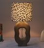 Grace Mangowood Table Lamp With Leopard Print Satin Shade