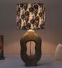 Grace Mangowood Table Lamp With Filigree Print Satin Shade