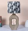 Grace Mangowood Table Lamp With Filigree Print Satin Shade