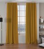 Mustard Polyester Solid 7.5 Ft Blackout Eyelet 2 Door Curtains